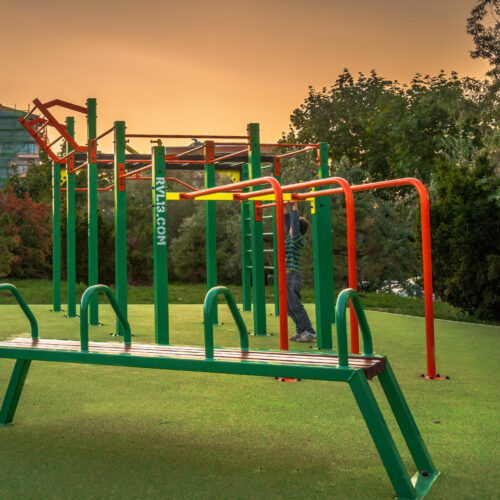 Buitenfitness dipbench 8 Onze buiten-fitness toestellen, zijn in diverse fraaie ral kleuren leverbaar. Qua degelijkheid en duurzaamheid behoren deze tot het topsegment in Europa.